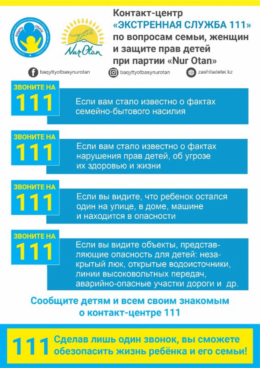 Контакт центр по вопросам семьи, женщин и защите прав детей при партии "Nur Otan"